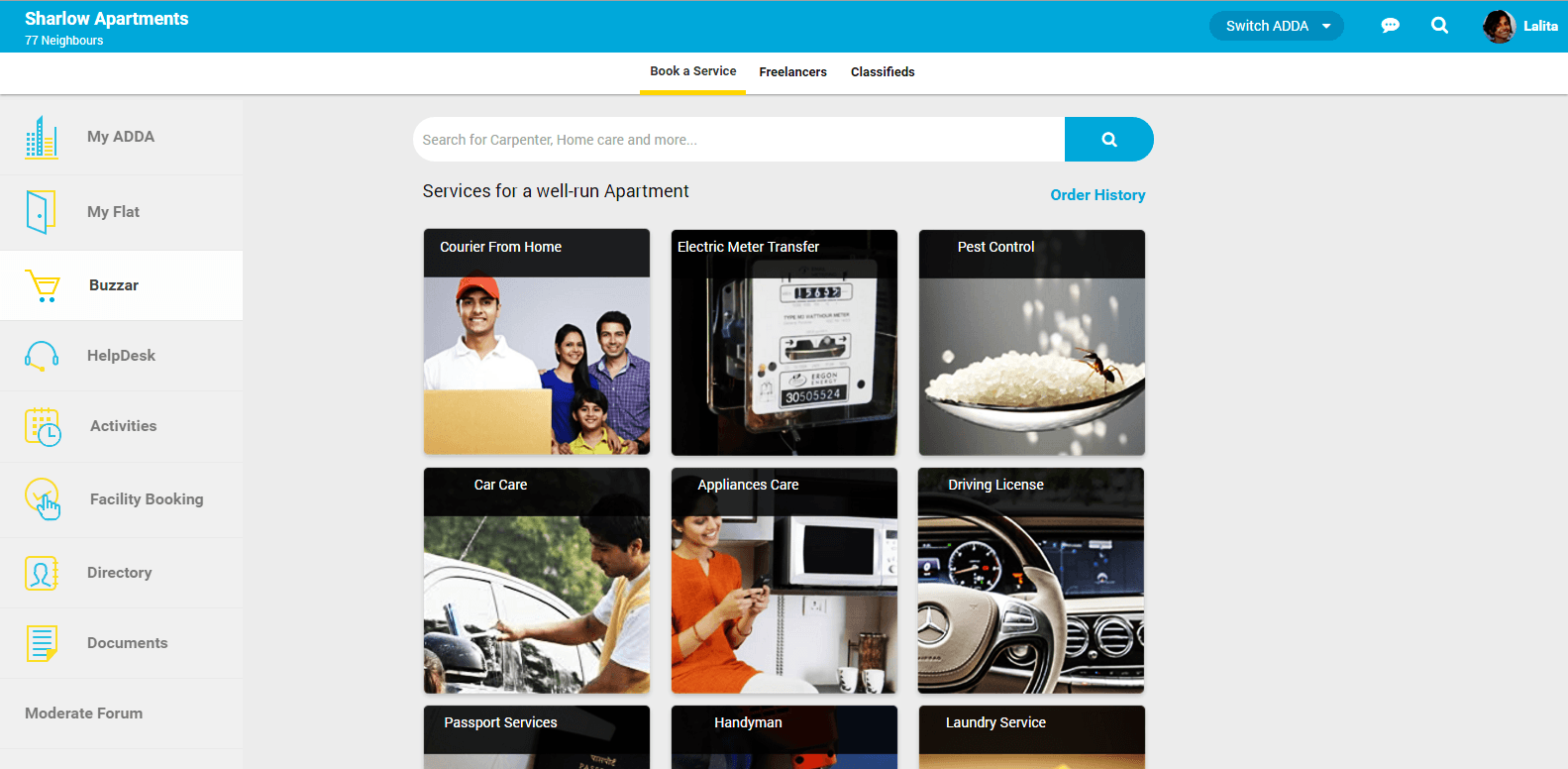 Home service providers for RTO, Driving License, electric meter change, pest control, etc.